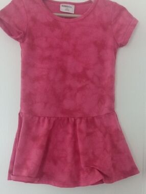 Tie-Dye Pink Short Sleeve Peplum Dress 2t